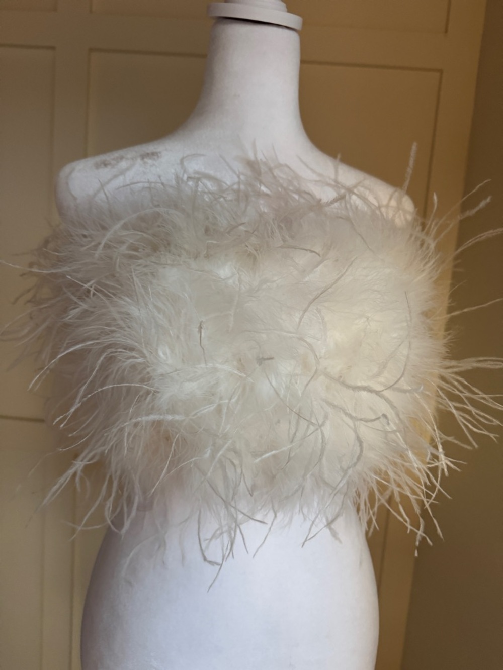Lamarque Ivory Feather-Trim Strapless Bustier - Picture 2 of 11